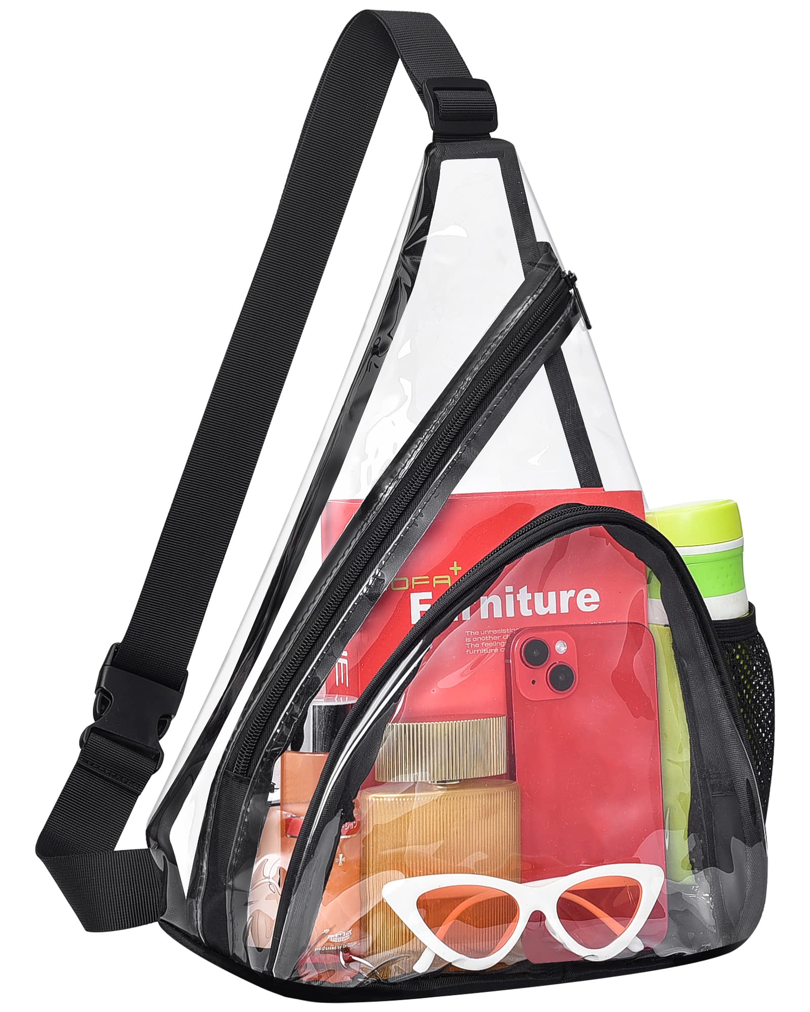 Photo 1 of MAY TREE Clear Bag for Stadium Events, Clear Backpack for Concert Stadium Festival Sport Work Sling Bag with Heavy Duty Material - Black