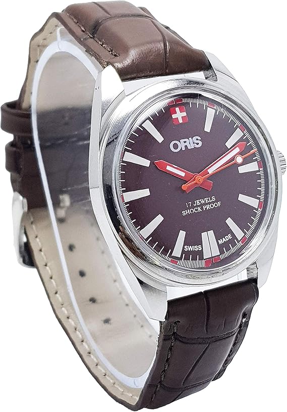 Buy ORIS 17 Jewels Shock Proof Dark Brown Dial with Dark Brown Leather