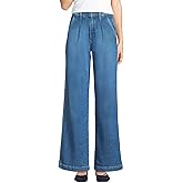 Lands' End Women's High Rise Soft Denim Pleated Wide Leg Trousers