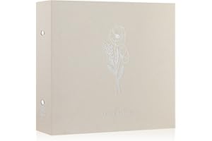 Lanpn 12x12 inch Scrapbook Photo Album, Linen Cover Archival Acid Free Top Load 3 Ring Binder Folder Photo Book 12 x 12 with 30 Plastic Sleeves 60 Pages (Beige)