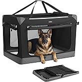Feandrea Collapsible Dog Crate, Portable Oxford Fabric Pet Travel Crate with 4 Mesh Doors, Handles, Pocket, 42 Inches, for La