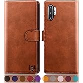 SUANPOT for Samsung Galaxy Note 10+/10 Plus 6.8" with RFID Blocking Leather Wallet case Credit Card Holder, Flip Folio Book Phone case Cover for Women Men for Note10 Plus case Wallet Light Brown