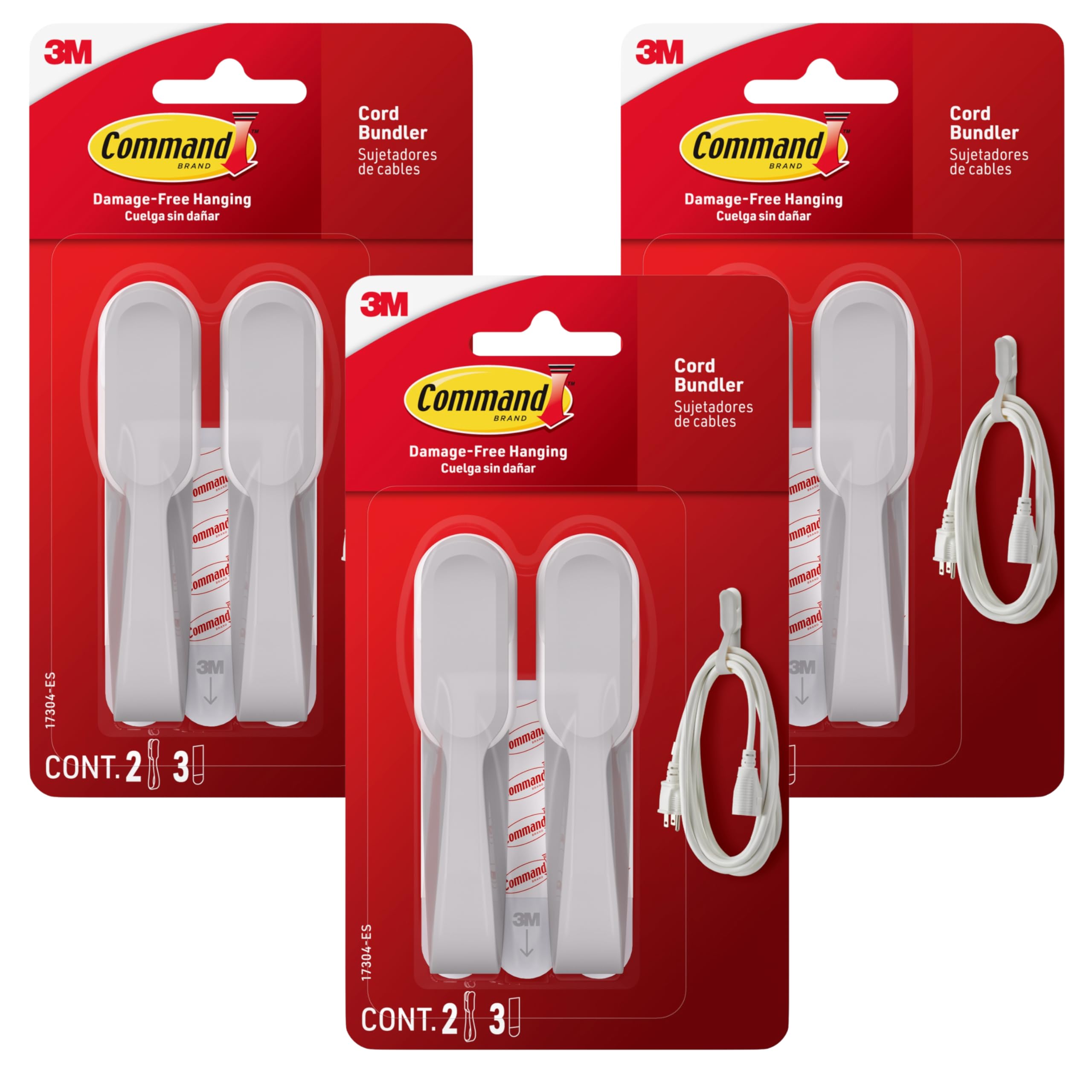Command Cord Bundlers, White, 3-Pack