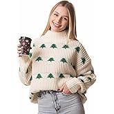 Madore Beige Green Christmas Tree Sweater for Women Adult Pullover Outfits Plus Holiday Xmas 2024 Woman Womens