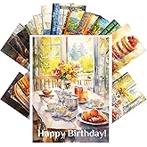 PIXILUV Vintage Postcards (24 pcs 4"x6" each) Gorgeous Paintings of Delicious Breakfasts and Desserts Vintage Postcards Retro Greeting Card Book Illustration Reprint
