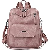 Puwuzixi Backpack Purse for Women, PU Leather Back pack, Fashion Anti Theft Backpack, Multipurpose Lightweight Waterproof Purse Shoulder Bag Handbag, Pink