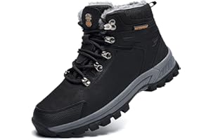 Ttecon Winter Snow Boots for Womens Mens Hiking Boots, Waterproof Non-Slip Outdoor Fur Warm Shoes Leather Ankle Boots, Size4-14.5