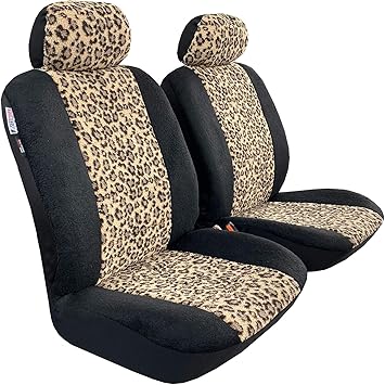 Amazon Com Mycardeco Front Car Seat Covers Plush Sheepskin Velour Faux Fur Universal Size Airbag Safe Machine Washable Scratch Proof Warm In Winter Low Bucket Seat Protector Leopard Automotive