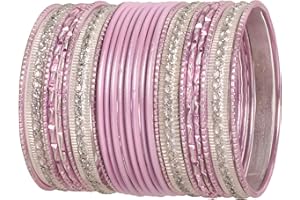 Touchstone Indian Metal Bangles for Women Gold Alloy Bracelets desi 2 Dozen Bangle Collection Bollywood Women's Jewelry Set Multi Stacking Wide Chunky Textured Golden Set of 24 in Gold or White Tone