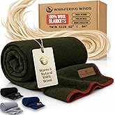 100% Wool Blanket - Premium Ultra-Soft & Warm, Twin 62"x 84" Large Size Blanket for Couch, Bed, Home, Camping & Outdoors