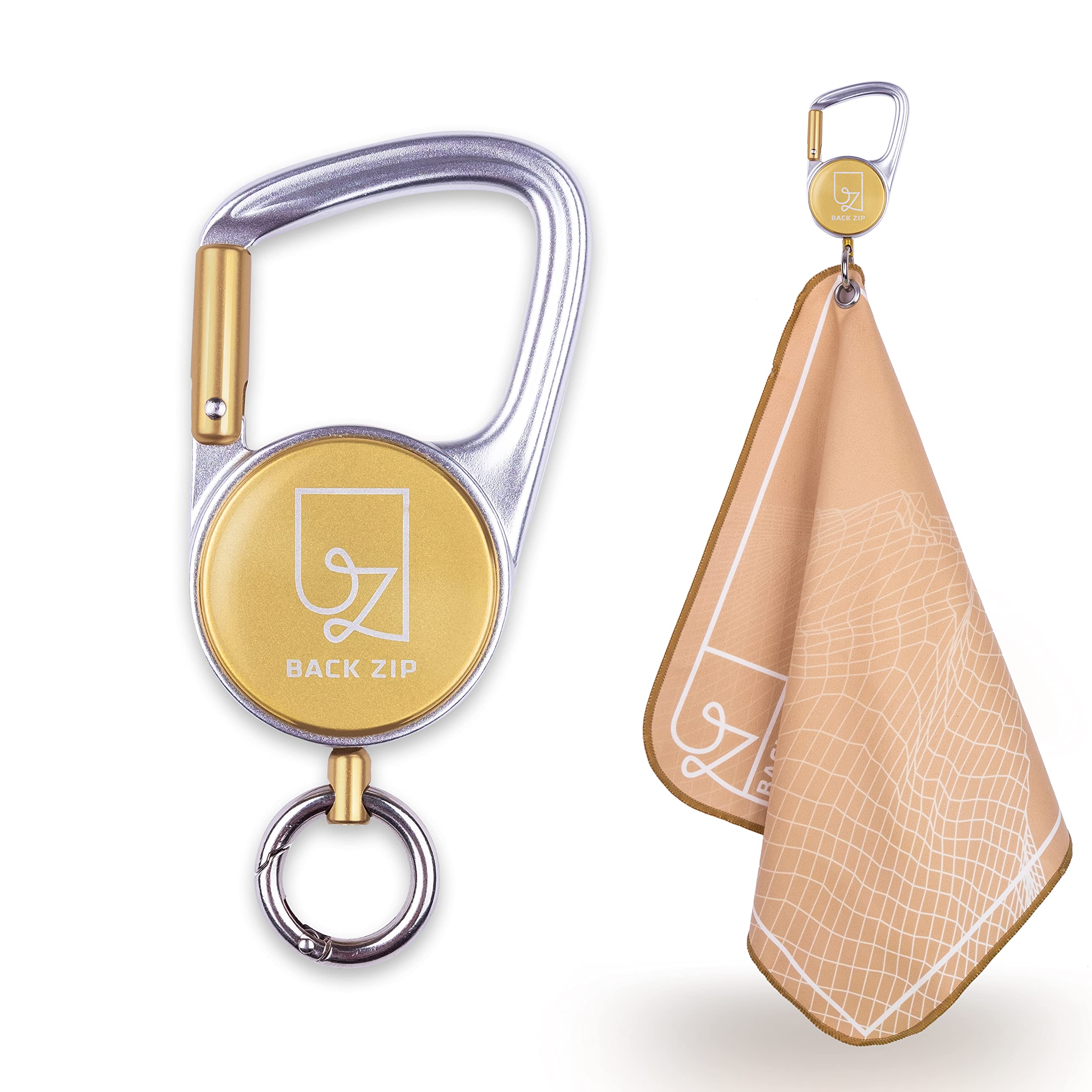 back zip Keenon Sports Microfibre Towel with Carabiner Roll - Ideal as a Sweat Towel - Hiking Accessories - Mini Towel, Sports Towel, Face Towel, Quick-Drying