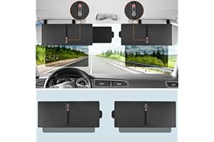 Veharvim 2 Pack Polarized Sun Visor Extender/ Extension with PC Lens and Side Sunshade, Anti-Glare, UV-Filtering for Car with Zipper Slider (Driver + Passenger Side), Upgraded UV400