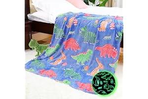 IMUKU Dinosaur Blanket Glow in The Dark for Boys Girls - Dinosaur Gifts for Kids Birthday Christmas - Dino Toys for Toddlers, Red Green Throw Blanket Decor for Bed Couch 40"x50"