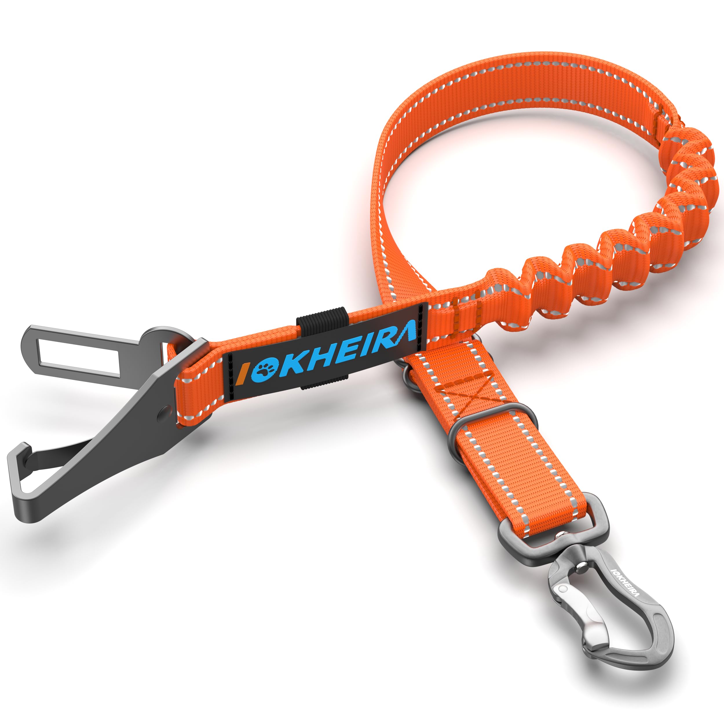 IOKHEIRA Dog Seatbelt, Aviation Aluminum Carabiner Nylon Pet Seat Belt, Adjustable Dog Car Harness, Pet Safety Belt with Hook Latch & Seatbelt Buckle