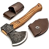 BeaverCraft Bushcraft Hatchet with Sheath for Camping AX3 - Small Wood Carving Axe - Forged Axes for Chopping - Forest Backpa