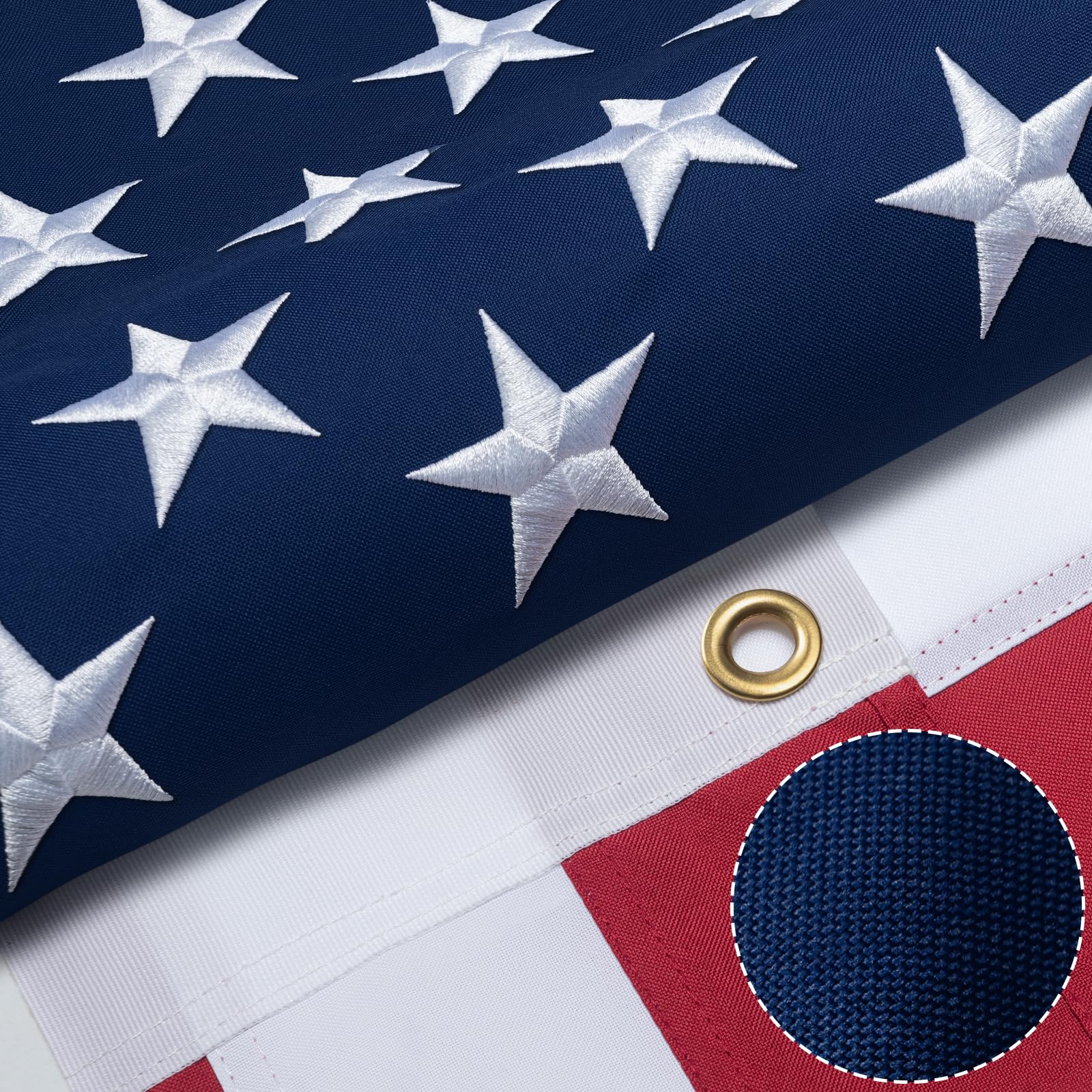 Photo 1 of High Wind American Flag for Outdoor 12x18 Ft - Heavy Duty Allegiance US Flag with Embroidered Stars, Sewn Stripes & Brass Grommets All Weather Fade Resistant for Outside Use