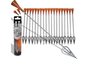 FINS SKINS FURS FEATHERS FSFF .625 Blowgun Darts Whisper Razor Dart widest sharpest broadhead darts, 20 pack big 8.25” cold dart for 0.625 bore blowguns steel blade high visibility fletched accurate cone