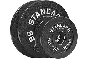 NEXO FITNESS Steel Olympic Plates 15LB Set - Pair of 5lb & 2.5lb 2 inch Center - Hammertone Weights for Home or Commercial