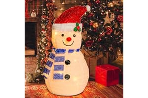 Chonsun Collapsible Lights Outdoor Christmas Lighted Snowman with LED Warm White Lights for Christmas Decorations Outdoor Indoor Courtyard Garden Holiday Home