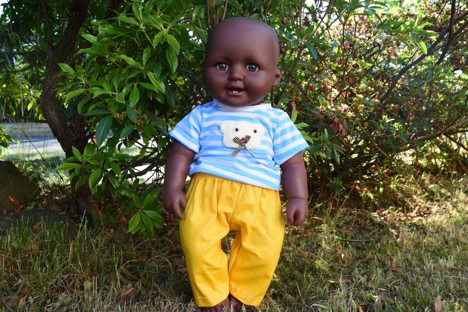 Sammar Gifts LARGE 18" AMERICAN BLACK AFRICAN DOLL CHARLES BABY BOY DOLL 46CM AFRO MALE GENDER DOLL