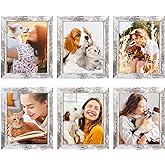 TWING 8x10 Rustic Picture Frames Set of 6 Distressed White Composite Wood Farmhouse Photo Collage Frame For Wall Decor Gallery Wall Frame Set Mounting or Table display, Ideal Valentine Gifts for