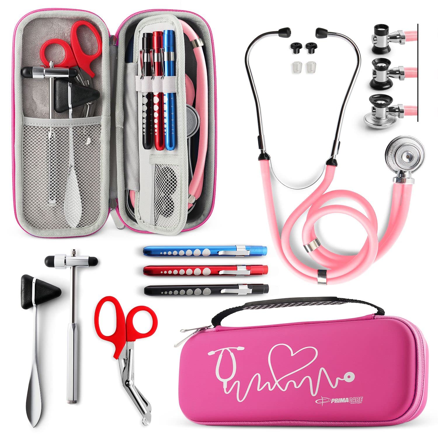 Photo 1 of Primacare KB-9397-PK Stethoscope Case, Supplies Included, Pink with Multiple Compartments, Portable and Lightweight First Aid Kit Bag with Vital Medical Supplies, Nursing Accessories for Nurses