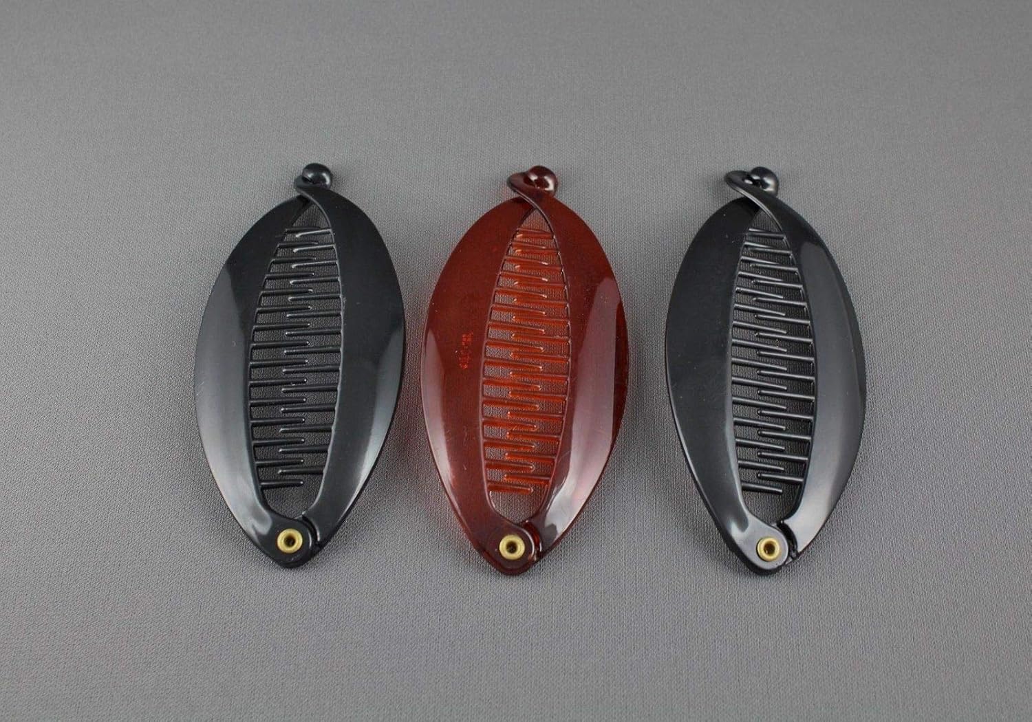 Brown Black Hair Clips Set Pack Of 3 Small Banana Hair