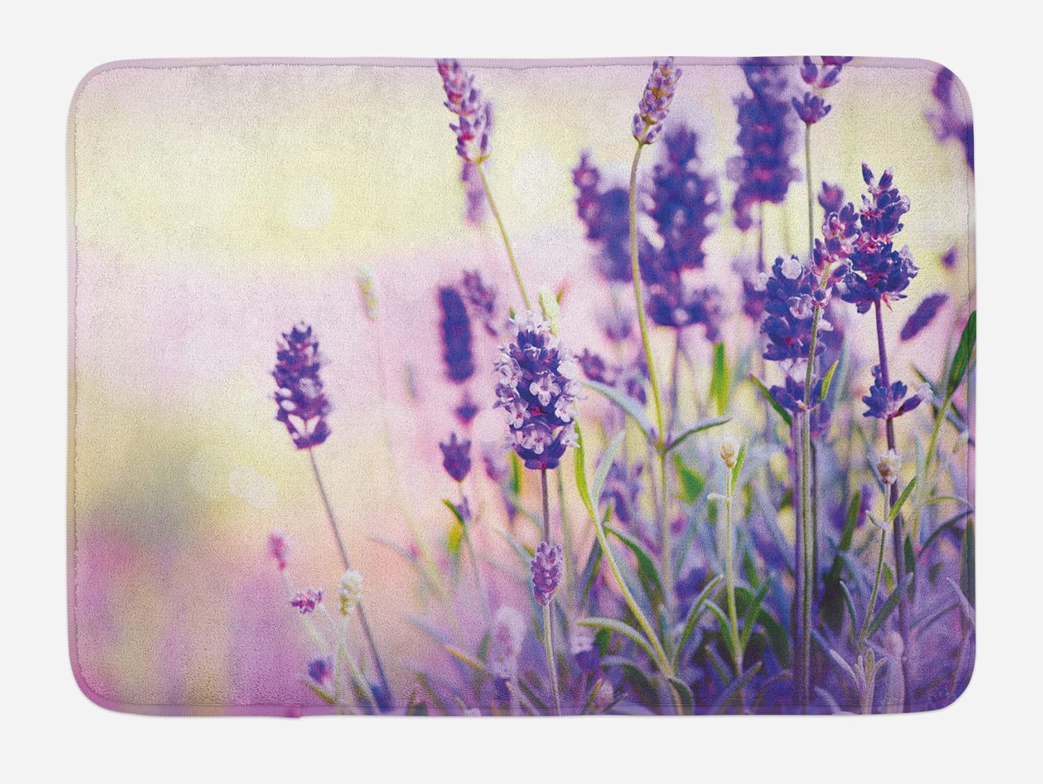 Amazon Com Lunarable Lavender Bath Mat Dreamlike Spring Day With Fresh Blossoms Aromatic Delicate Wild Flowers Plush Bathroom Decor Mat With Non Slip Backing 29 5 X 17 5 Lavender Lilac Green Kitchen Dining