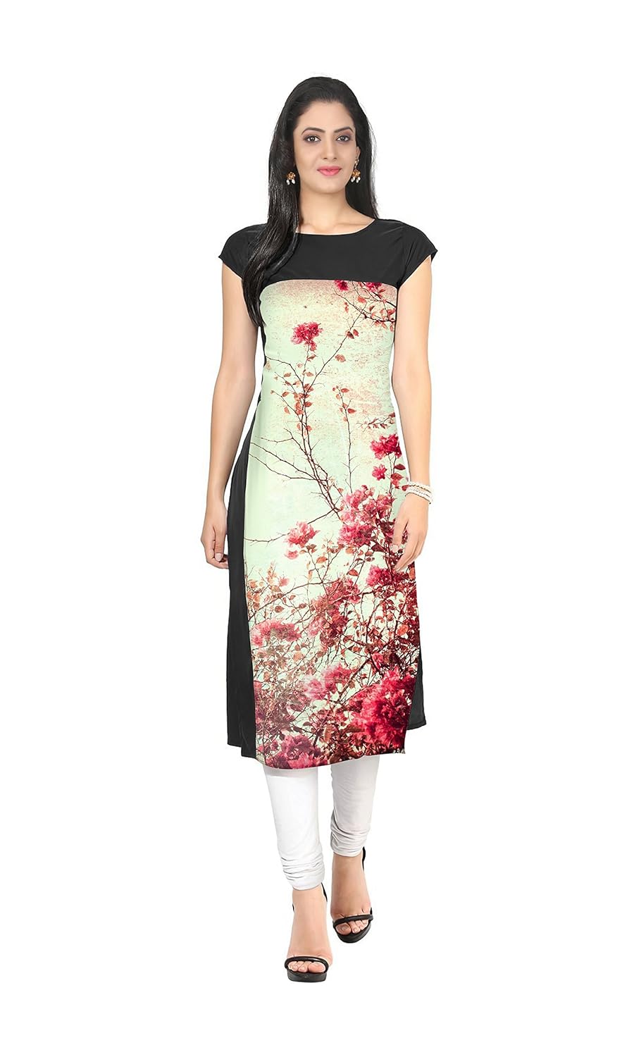 ziyaa women's straight faux crepe kurta