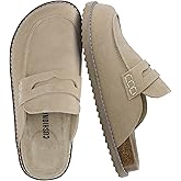 CUSHIONAIRE Zola Women’s Penny Clog Mule – Suede Slip-On with Memory Foam, Cork Footbed & Flexible Outsole