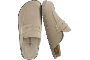 CUSHIONAIRE Zola Women’s Penny Clog Mule – Suede Slip-On with Memory Foam, Cork Footbed & Flexible Outsole