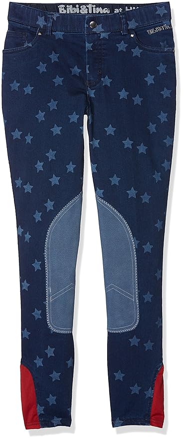 HKM Sports Equipment Bibi & Tina Jeans-Reithose -Bibi&Tina Stars-, Alos Kniebesatz