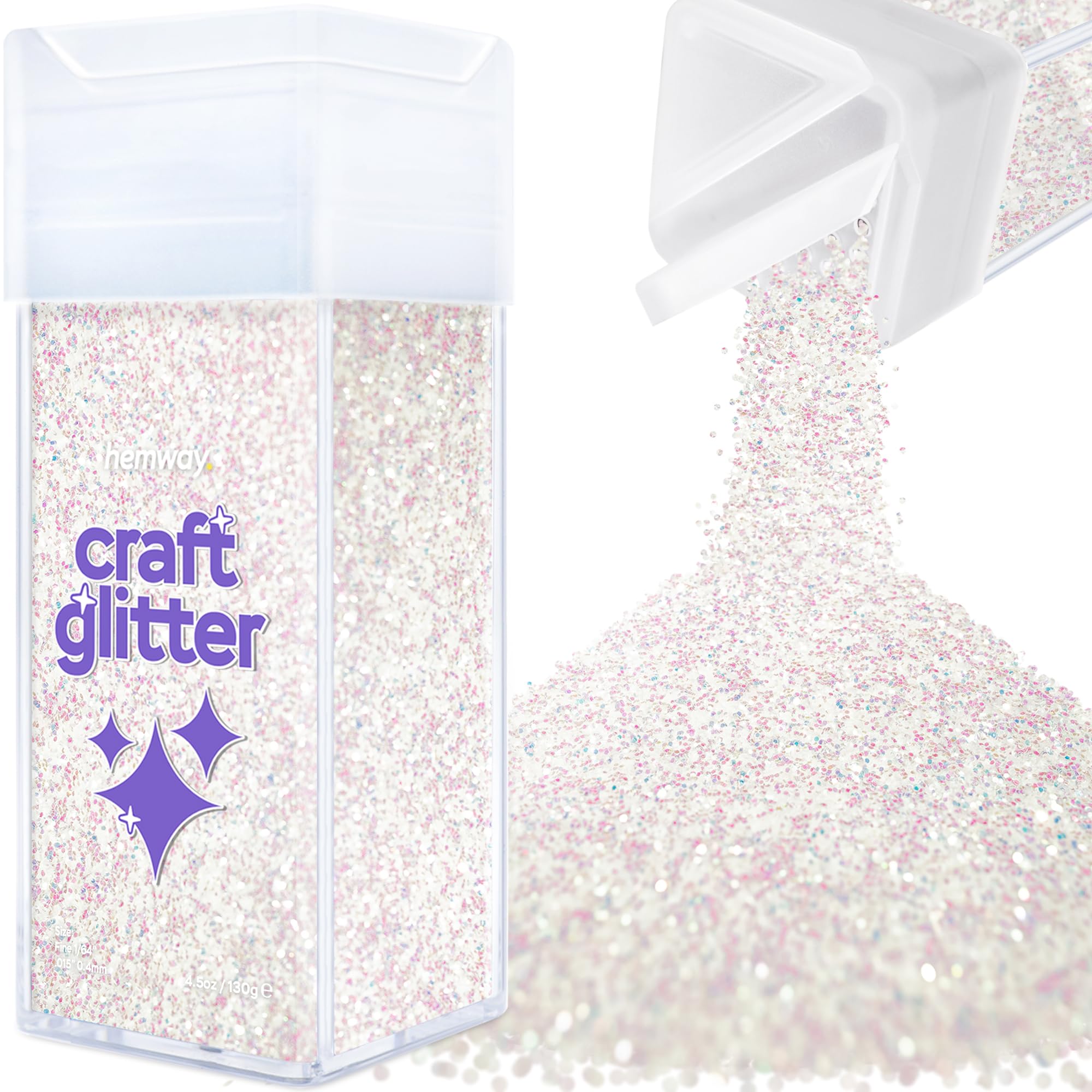 Hemway Glitter Shaker Mother of Pearl Iridescent 110g Fine, Craft Glitter Shaker for Resin & Epoxy Crafts, Christmas Art Supplies, Nail, Body, Face, Eye, Festival, Crafting, Slime, Sparkle