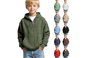 gsatuba Boys Quarter Zip Hoodies - Waffle Knit Kids Long Sleeve Hooded Sweatshirts Teens Pullover Tops Clothes 4-14 Years