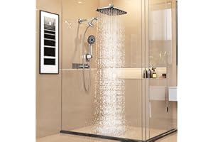 Veken 11.8" Rain Shower Head with Handheld, High Pressure Handheld Shower with Multi Spray Modes, Rainfall Combo with 15" Metal Extension Arm, Detachable Dual Shower, Bathroom Decor, Chrome Silver