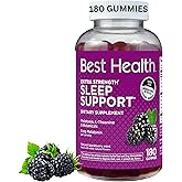 Best Health Melatonin Gummies, Melatonin per Serving for Sleep Support*, with L-Theanine & Botanicals, Natural BlackBerry Mint Flavor (180ct) (5mg)