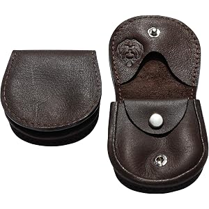 Havee Cambio Handmade Leather Coin Pouch with Belt Loop | 2 Snap Pockets | Cowhide Leather | Brown