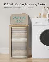 SONGMICS 90L Laundry Basket with Lid Camel Brown LCB509N01V1 view 3