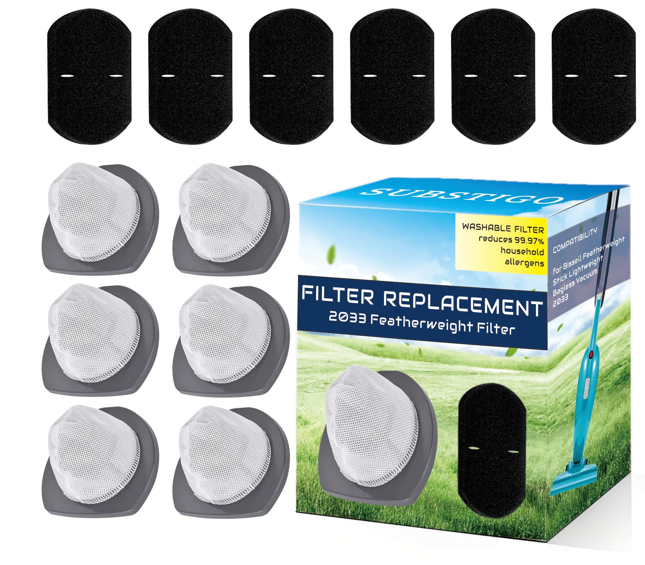 Photo 1 of 2033 Filter for Bissell Featherweight Vacuum Filters for Bissell 2033 Filter Replacement Featherweight Lightweight Stick Vacuum - 2033m 20331 20333 20334 20336 20339 2033 Filter Part 1611508