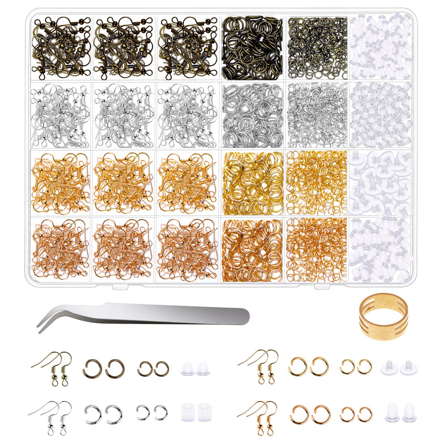 Earring Hooks for Jewelry Making, Shynek 2500Pcs Earring Making Supplies kit with Earring Hooks, Open Jump Rings, Earring Backs for Jewelry Making and