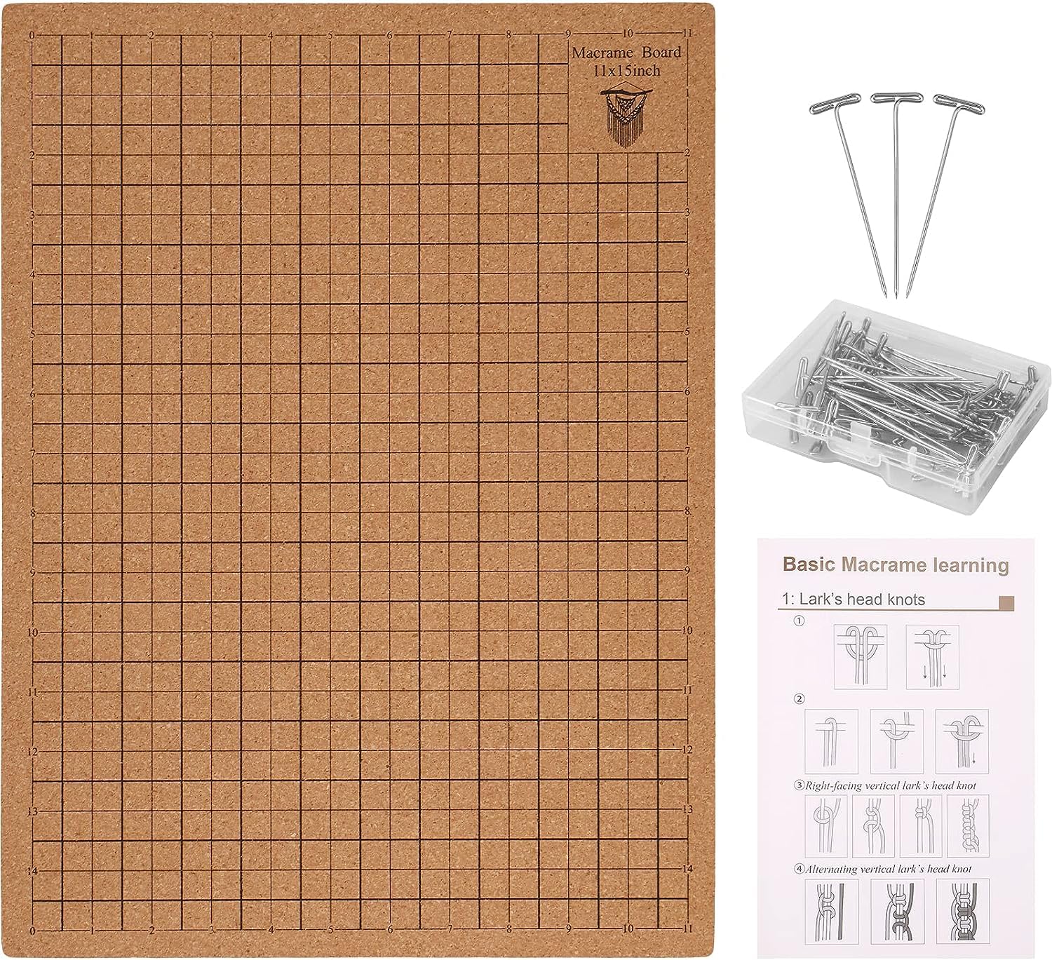Muross Macrame Board and Pins, 12x16in Double Side Macrame Project Board with Instructions, Large Macrame Board for Braiding Bracelet Project Knotting String (12x16in)