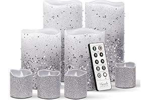 Furora LIGHTING LED Flameless Candles with Remote Control, Set of 8, Real Wax Battery Operated Pillars and Votives LED Candle