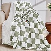 Sage Green Heated Throw Blanket Electric, 50X60 Heating Blanket with 10 Heat Levels & 8 Hours Auto Off for Lap, Checkered Plaid Soft Sherpa Blankets Warmer Gifts for Couch Grandma Women Adults
