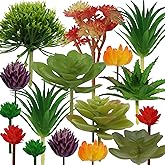 PietyPet Artificial Succulents Plants, 16pcs Colorful Fake Succulents, Mini Artificial Succulents for DIY Home Floral Wall Garden Office Decoration (Unpotted)