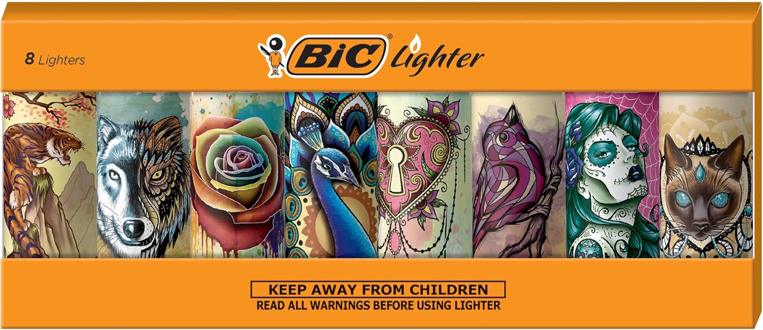 BIC Special Edition Tattoos Series Lighters, Set of 8 Lighters