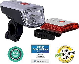 Büchel Vancouver LED Batterieleuchtenset, StVZO zugelassen, silber/schwarz