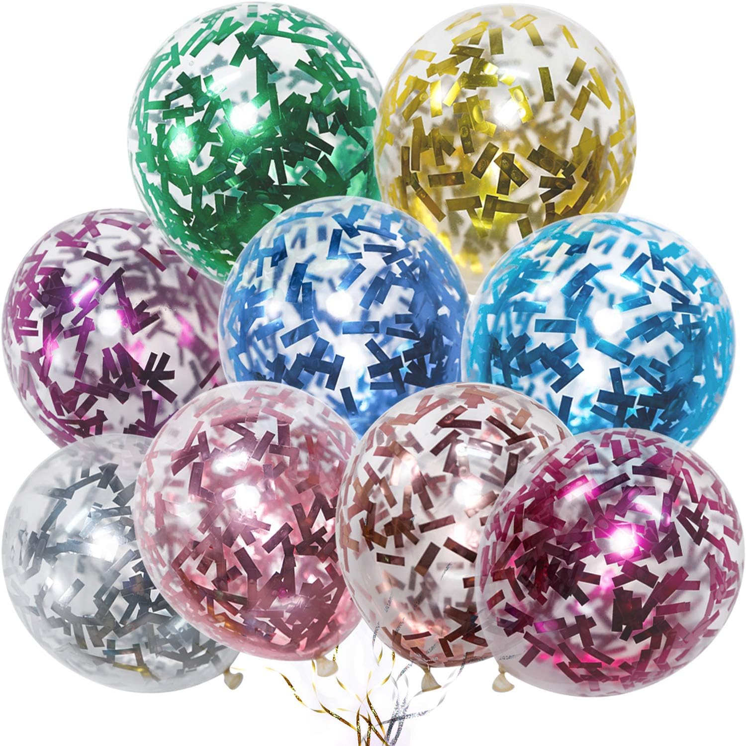 PartyWoo Glitter Confetti Balloons, 60 pcs 12 In Glittering Balloons of