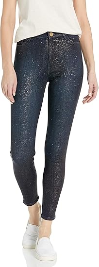 Amazon True Religion レディース Caia ハイライズ スキニーレッグフィット ジーンズ 全体にゴールドグリッターデニムウォッシュ ジーンズ 通販