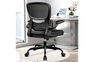 Razzor Office Chair, Ergonomic Desk Chair with Lumbar Support and Adjustable Armrests, Comfy Desk Chair Breathable Mesh Mid Back Computer Chair, Reclining Office Chair for Home Office - Black