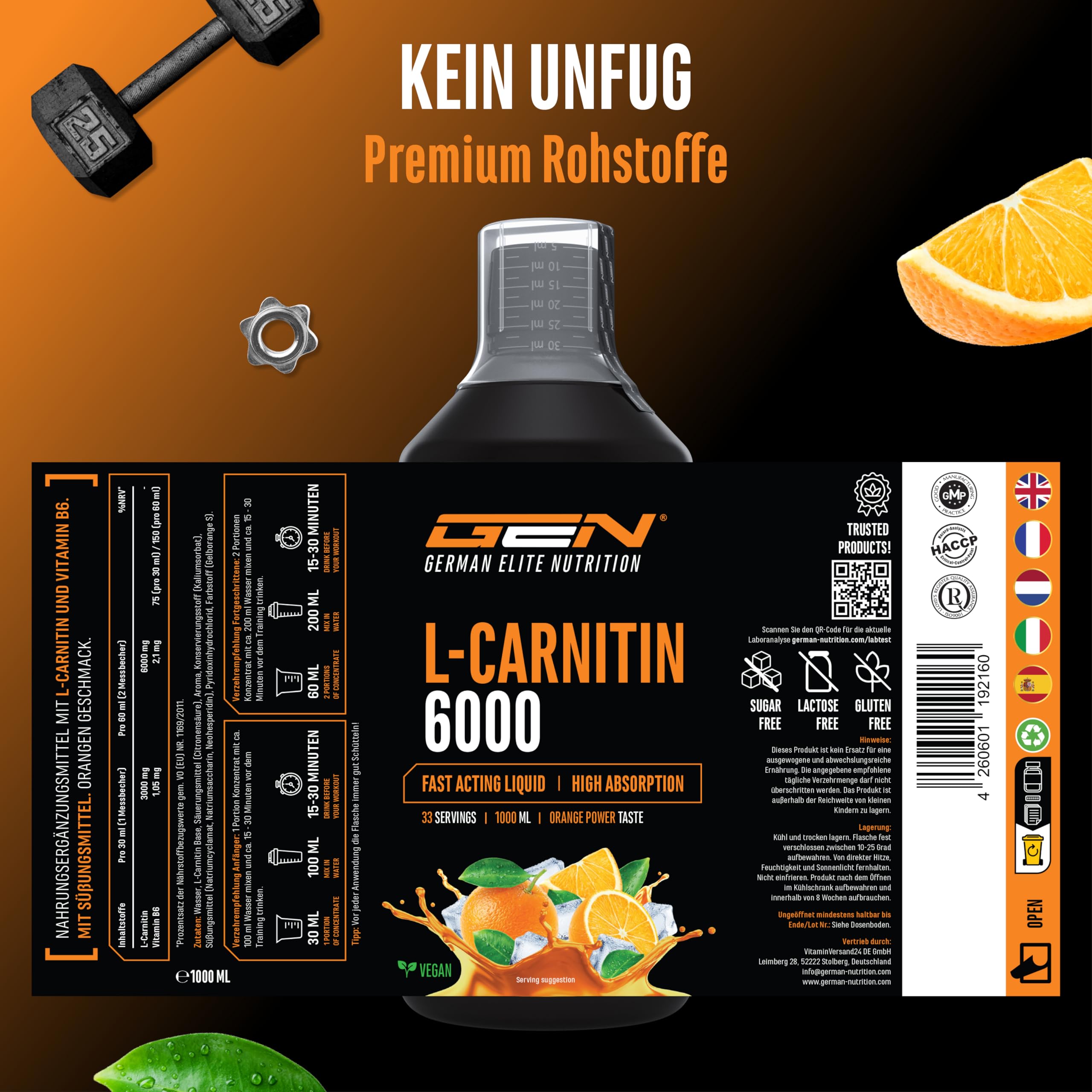 l carnitin hochdosiert L-Carnitine 6000 Liquid - 1000 ml - Extra Cyprus